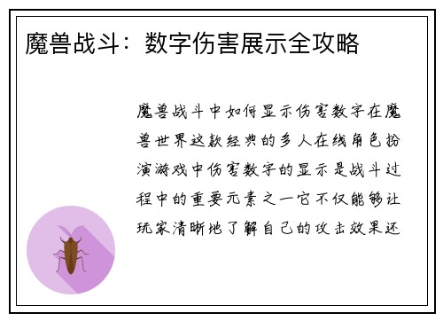 魔兽战斗：数字伤害展示全攻略